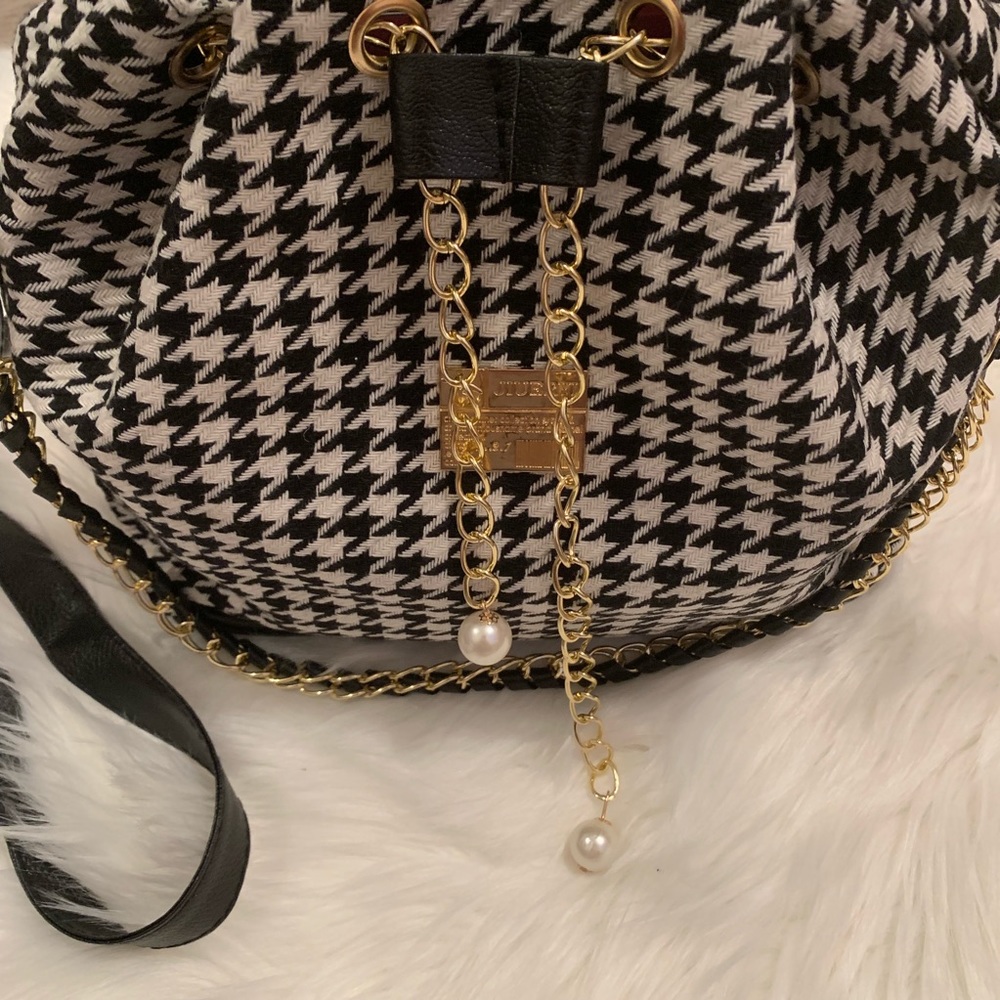 NEW Houndstooth Crossbody/Shoulder Bucket Bag - Picture 5 of 7